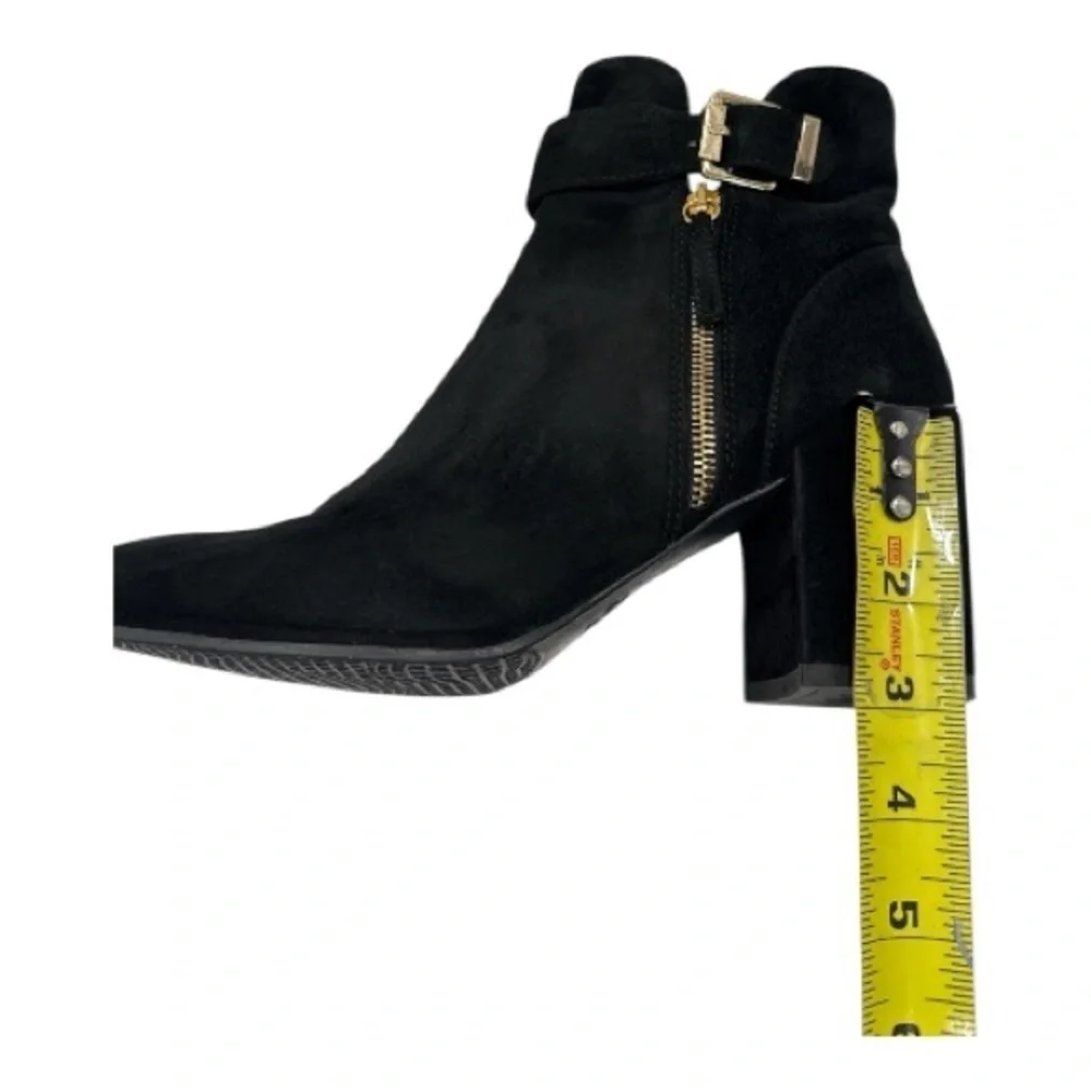 Stuart Weitzman Black Ankle Booties with Gold Zipper